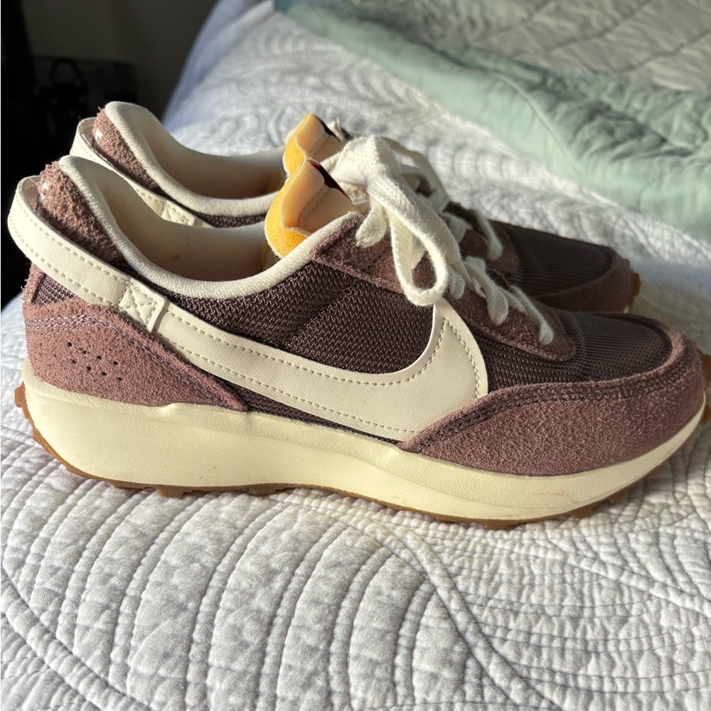 Nike Women's Sneakers maroon  and Cream suede.